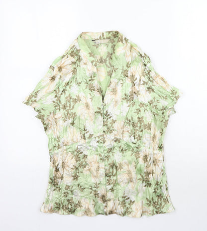 BHS Womens Green Floral  Basic Blouse Size 16