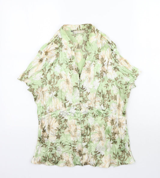 BHS Womens Green Floral  Basic Blouse Size 16
