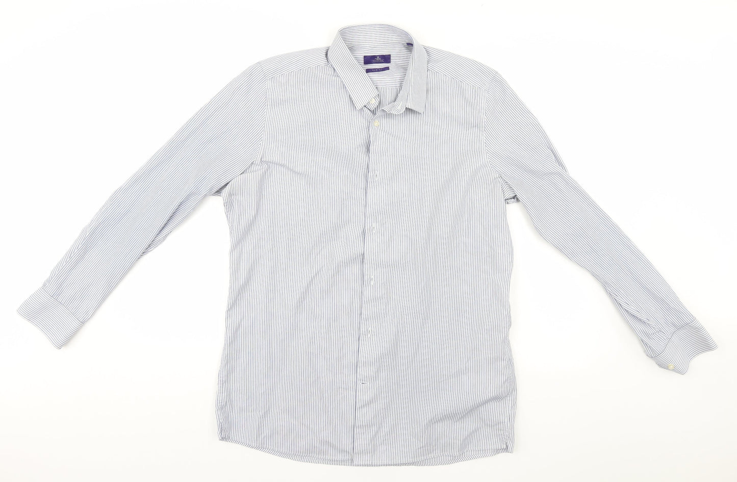 NEXT Mens Blue Striped   Button-Up Size 16