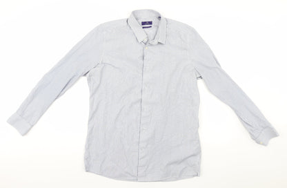 NEXT Mens Blue Striped   Button-Up Size 16