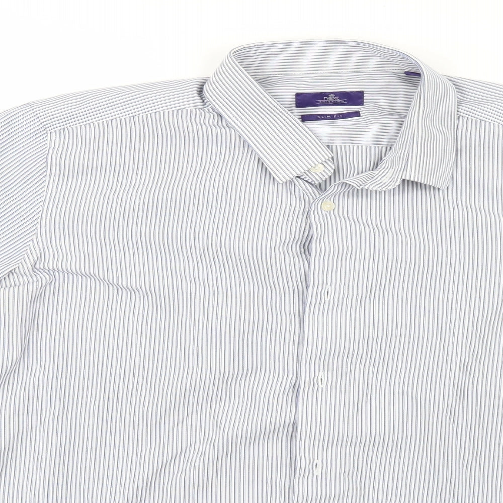 NEXT Mens Blue Striped   Button-Up Size 16