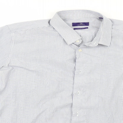NEXT Mens Blue Striped   Button-Up Size 16