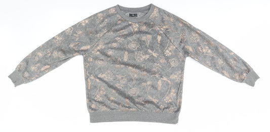 F&F Womens Grey Floral  Pullover Jumper Size S