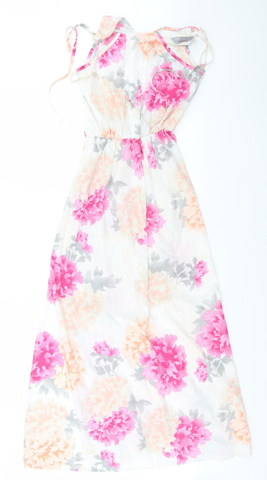 Dorothy Perkins Womens White Floral  A-Line  Size 8