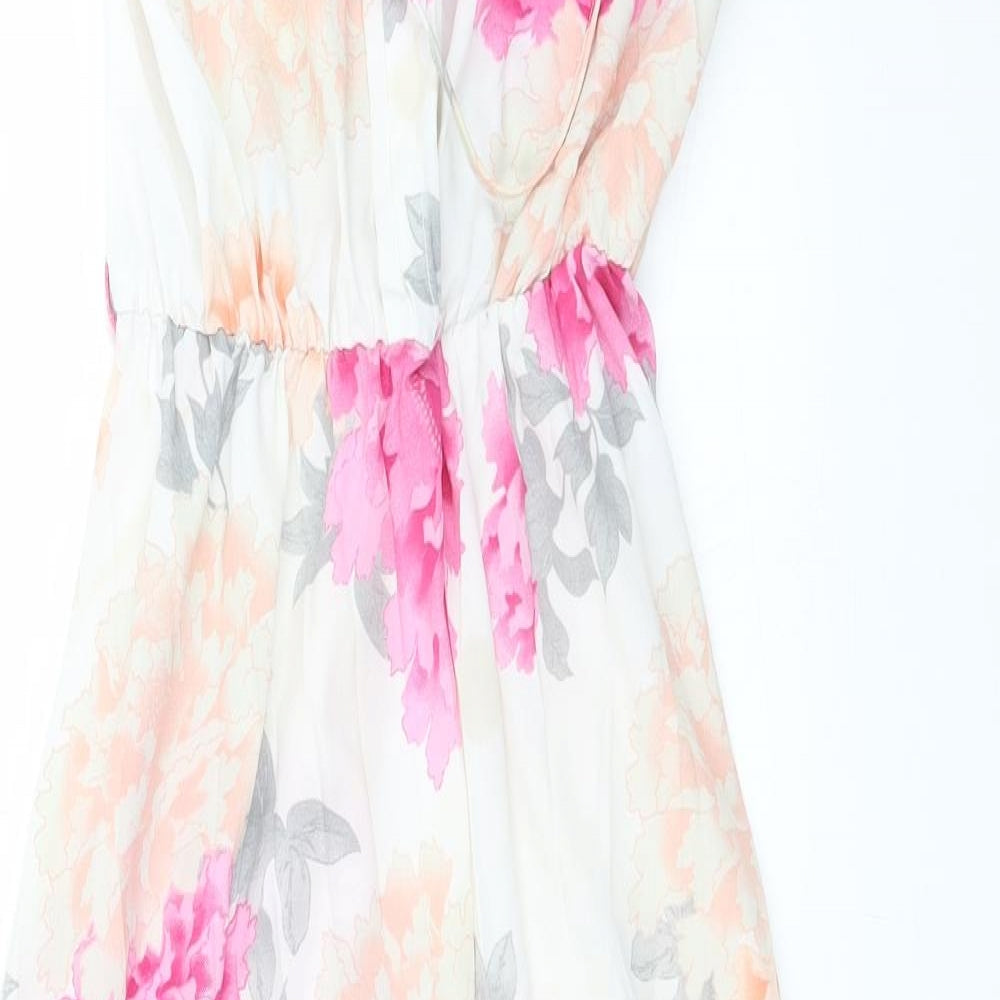 Dorothy Perkins Womens White Floral  A-Line  Size 8