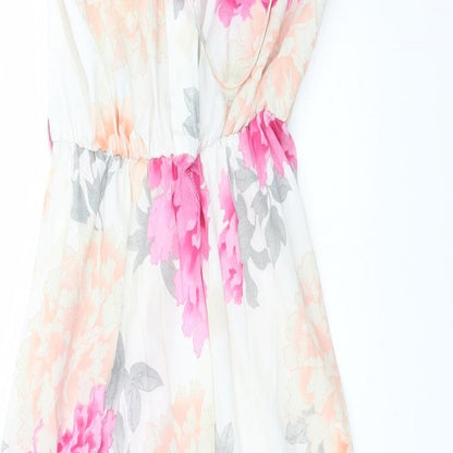 Dorothy Perkins Womens White Floral  A-Line  Size 8