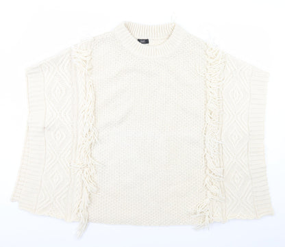 F&F Womens White   Overcoat Poncho Size M