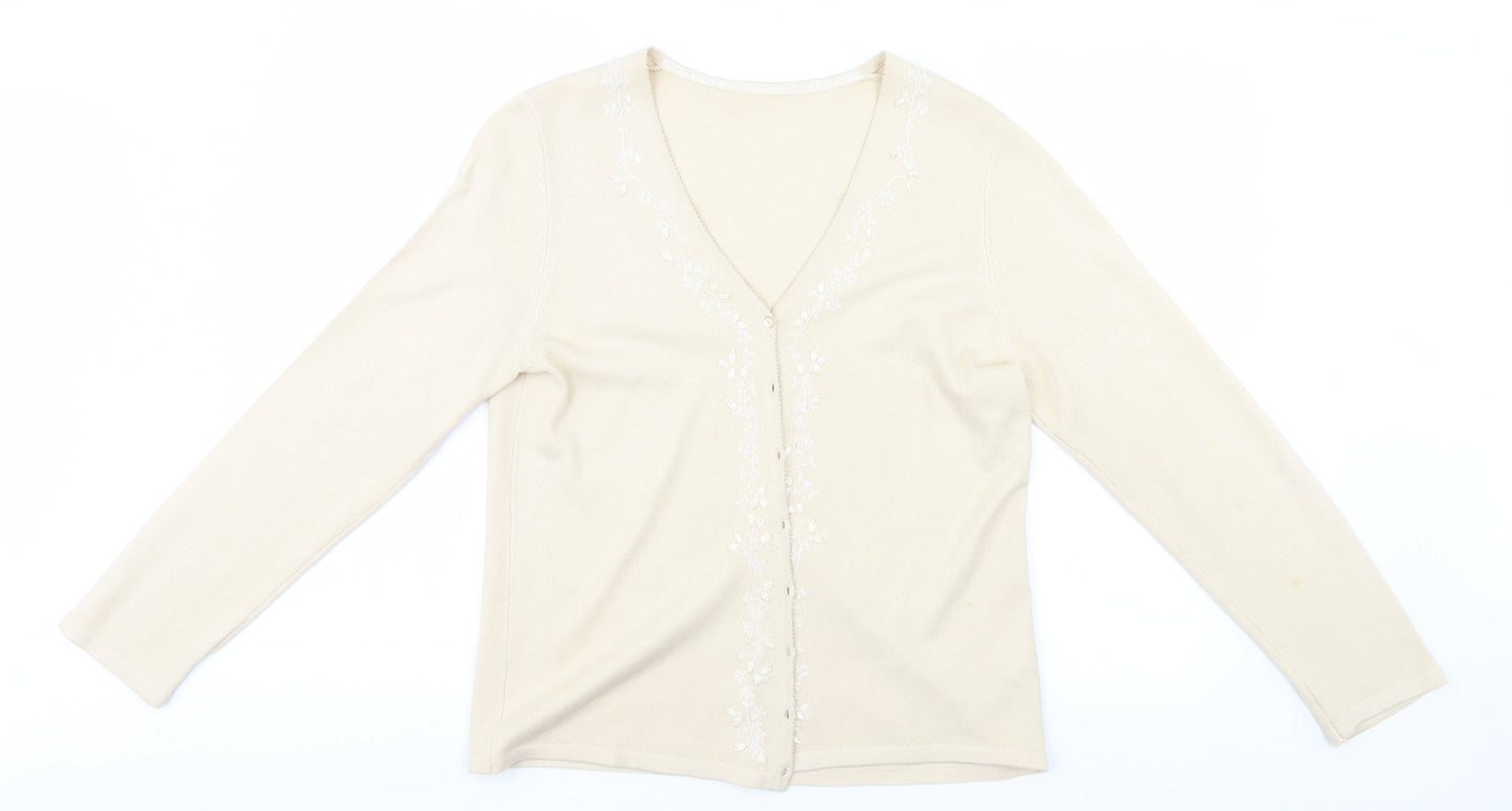Womens UK Size 14 BHS Beige Cardigan Jumper
