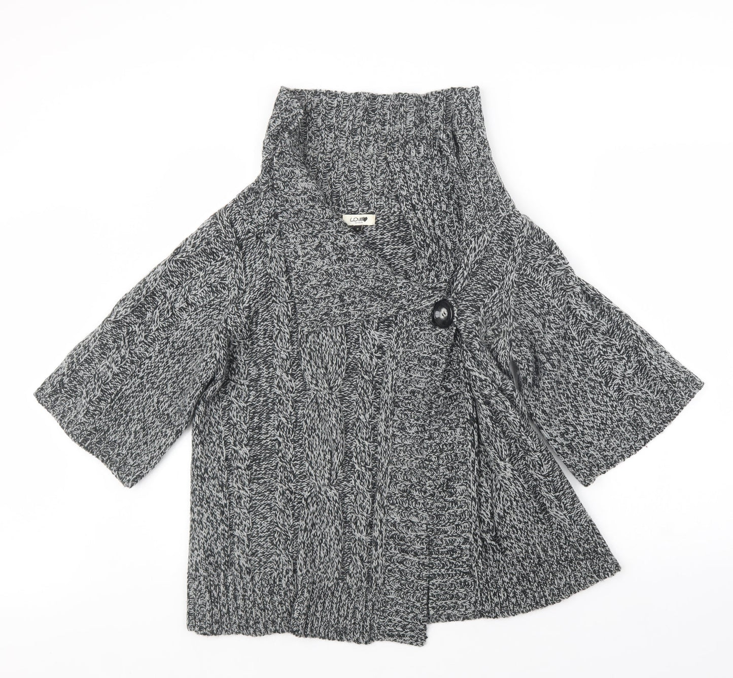 Love Knitwear Womens Grey  Knit Cardigan Jumper Size M