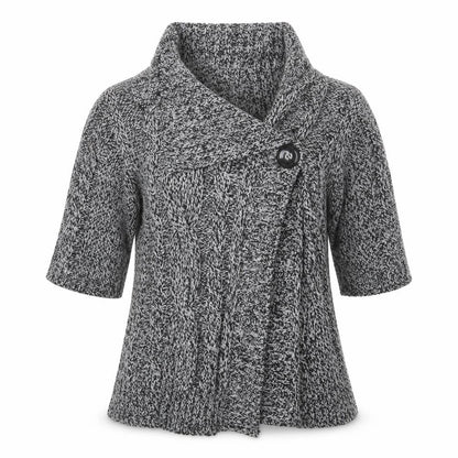Front view of Love Knitwear women’s grey knit cardigan jumper, size M