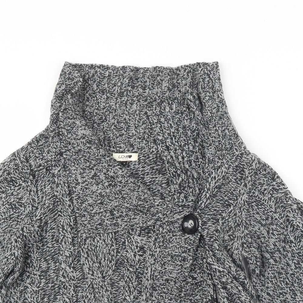 Love Knitwear Womens Grey  Knit Cardigan Jumper Size M