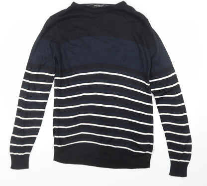 Cedar Wood State Mens Blue Striped Knit Pullover Jumper Size S