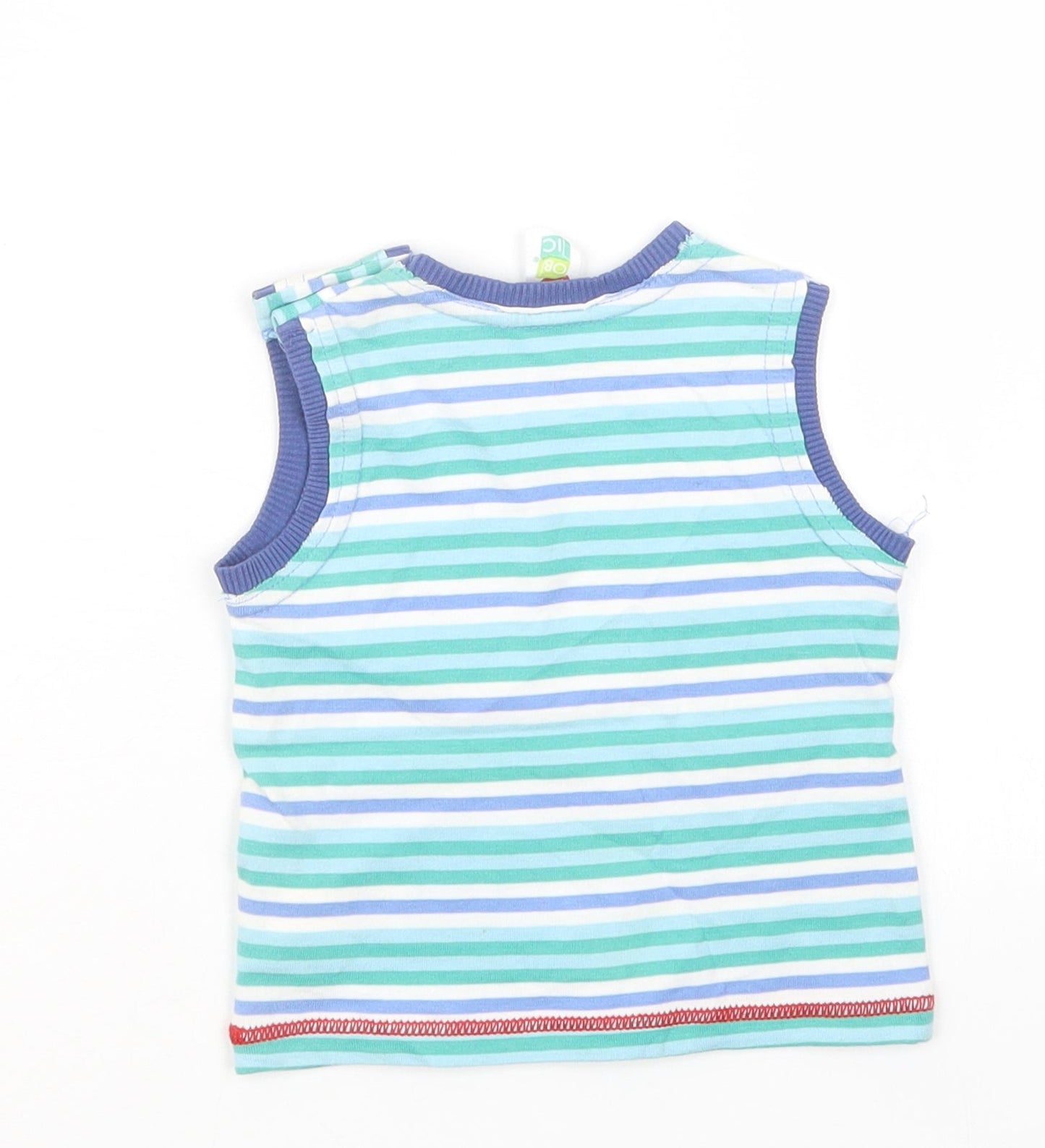 Miobic Boys Blue Striped  Basic T-Shirt Size 0-3 Months