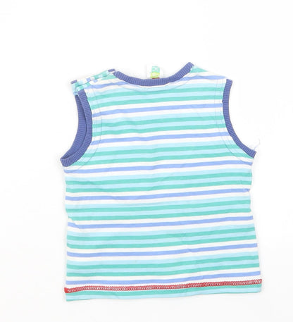 Miobic Boys Blue Striped  Basic T-Shirt Size 0-3 Months