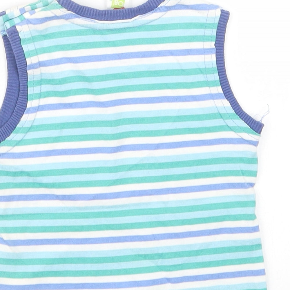 Miobic Boys Blue Striped  Basic T-Shirt Size 0-3 Months