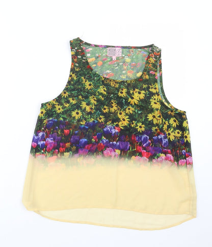 Womens UK Size 8 Neon Rose Yellow Basic Tank