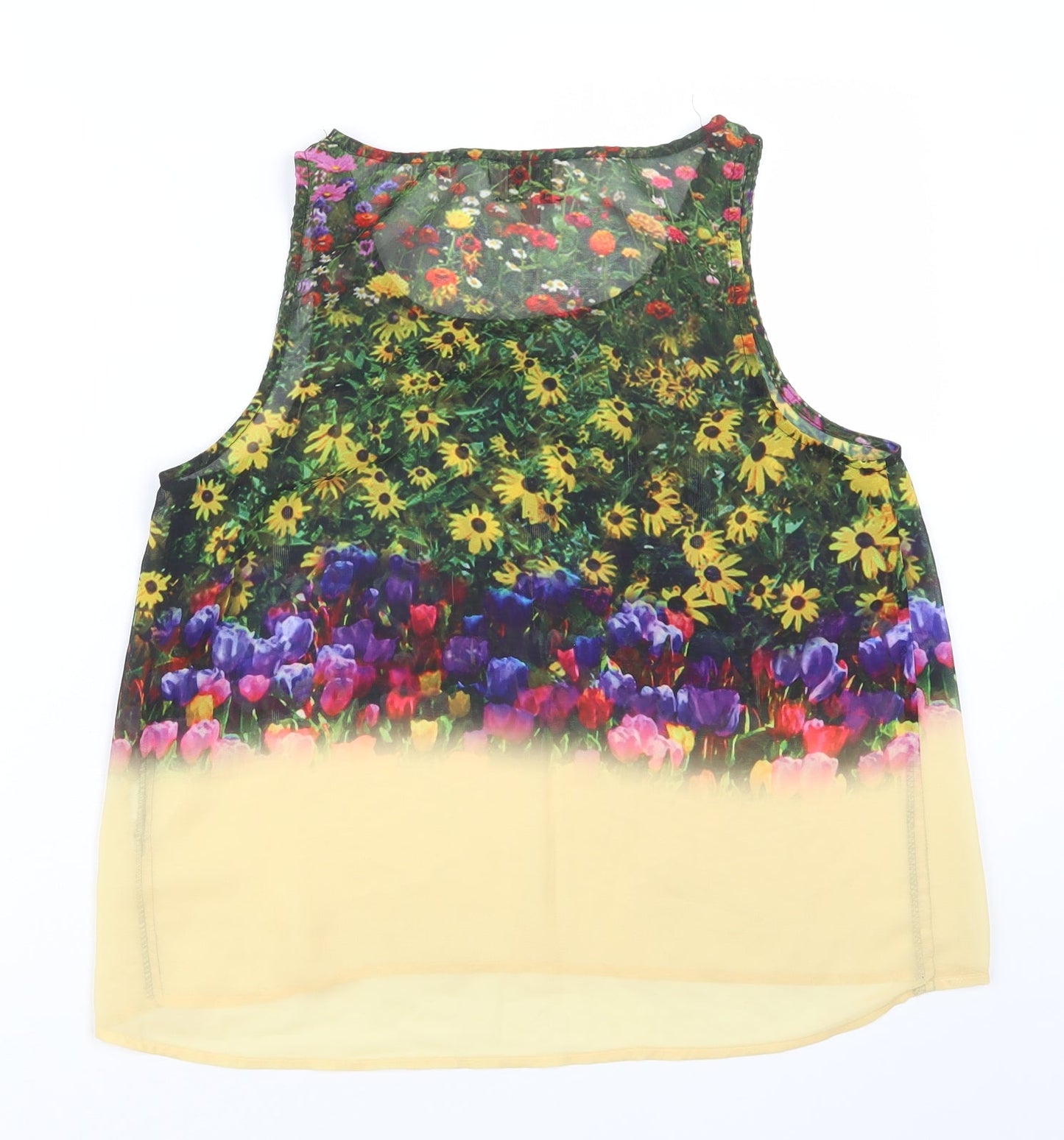Womens UK Size 8 Neon Rose Yellow Basic Tank