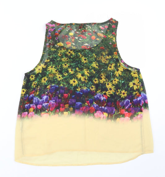 Womens UK Size 8 Neon Rose Yellow Basic Tank