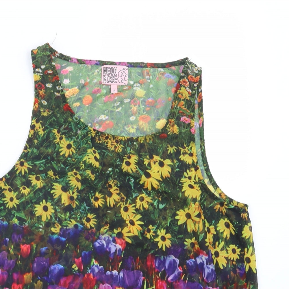 Womens UK Size 8 Neon Rose Yellow Basic Tank