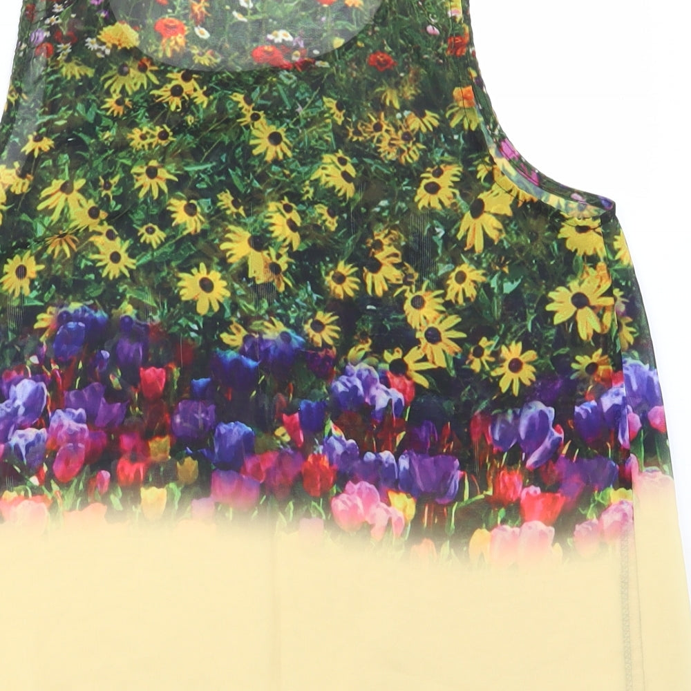 Womens UK Size 8 Neon Rose Yellow Basic Tank