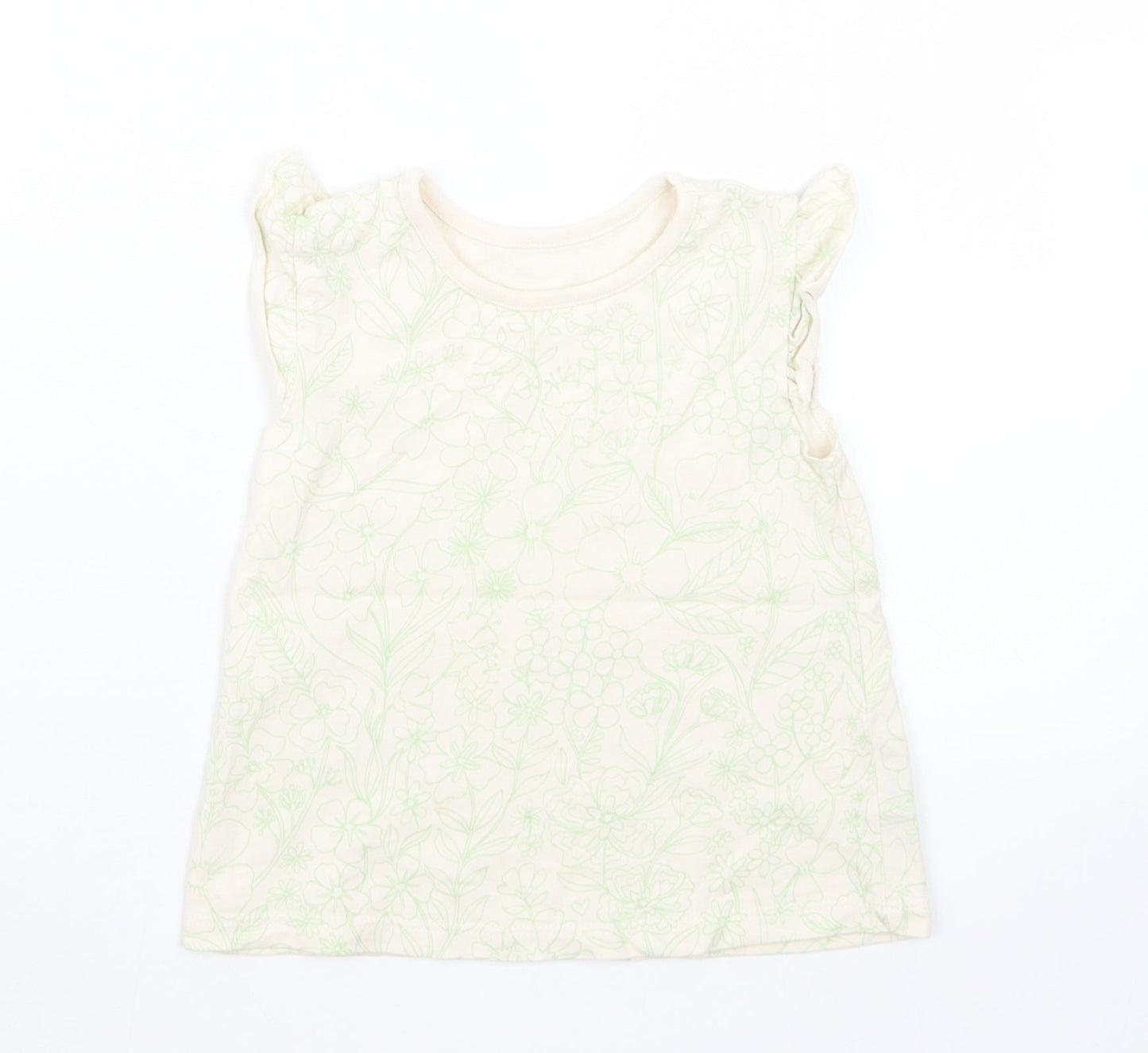 George Girls Beige Geometric  Basic T-Shirt Size 9-12 Months