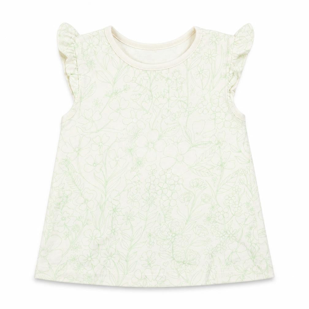 Front view of George girls’ beige geometric basic t-shirt, size 9-12, months