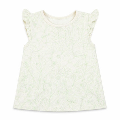 Front view of George girls’ beige geometric basic t-shirt, size 9-12, months