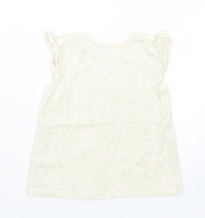 George Girls Beige Geometric  Basic T-Shirt Size 9-12 Months