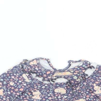 George Girls Blue Geometric  Basic Blouse Size 6-9 Months