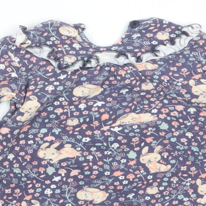 George Girls Blue Geometric  Basic Blouse Size 6-9 Months