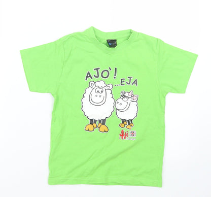 Additional front view of Blue garda boys’ green basic t-shirt, size 5-6, years