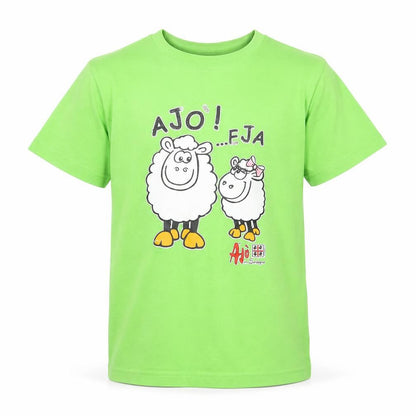 Front view of Blue garda boys’ green basic t-shirt, size 5-6, years