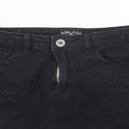 Denim Club Womens Black  Denim Straight & Pencil Skirt Size 8