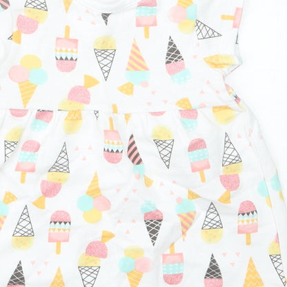 Nutmeg Girls White Geometric  T-Shirt Dress  Size 3-6 Months