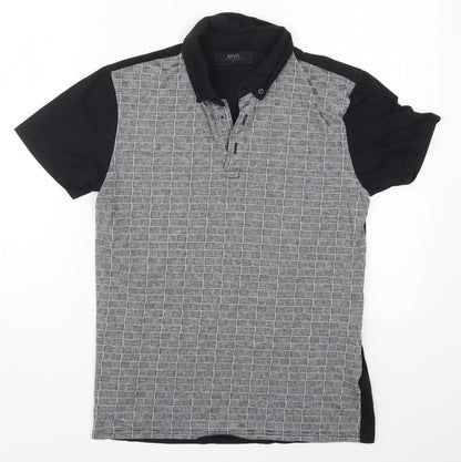 Matalan Mens Grey Check   Polo Size S