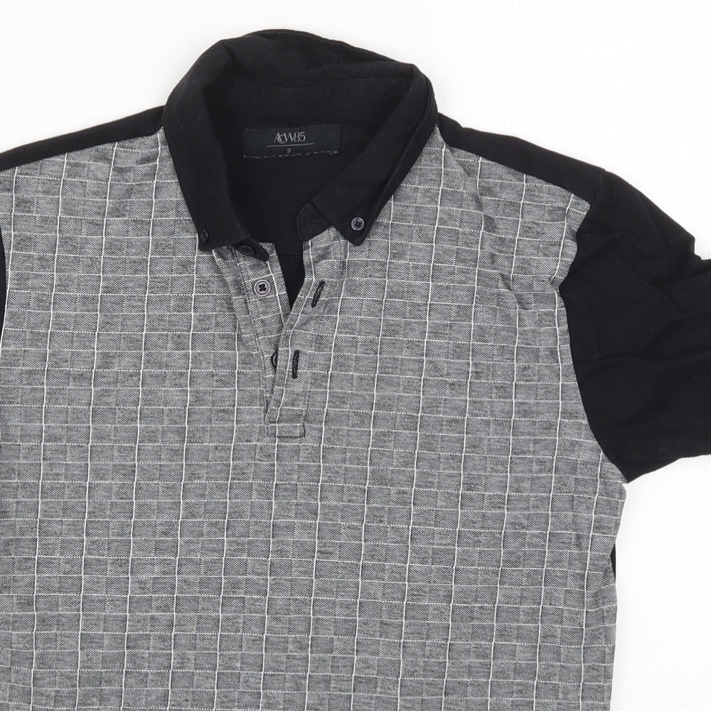 Matalan Mens Grey Check   Polo Size S