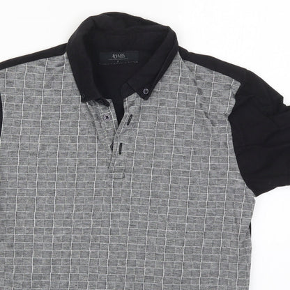 Matalan Mens Grey Check   Polo Size S
