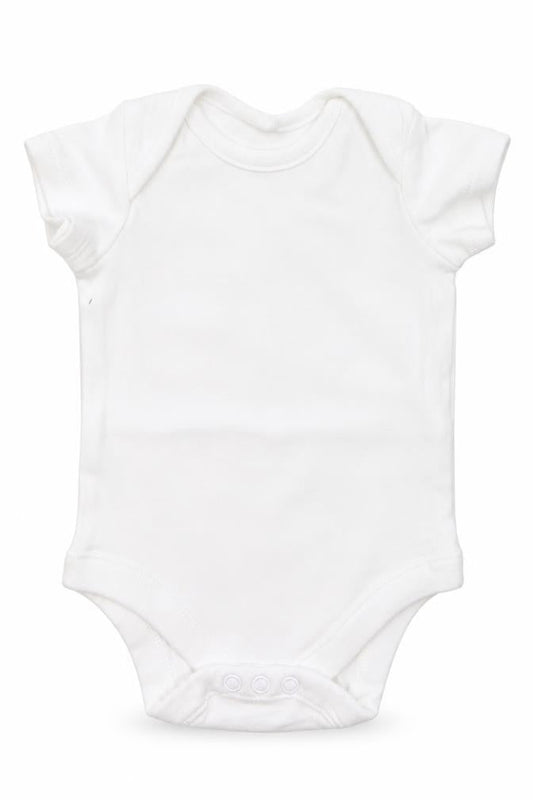 Front view of F&F Baby White Babygrow One-Piece, size 0-3, Months
