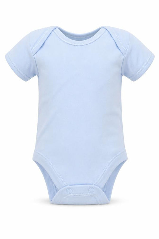 Front view of George Baby Blue Babygrow One-Piece, size 0-3, Months