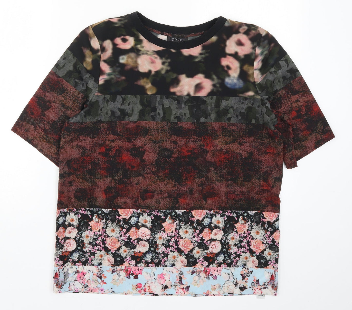 Womens UK Size 8 Topshop Multicoloured Basic T-Shirt