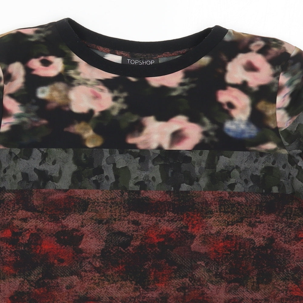 Womens UK Size 8 Topshop Multicoloured Basic T-Shirt