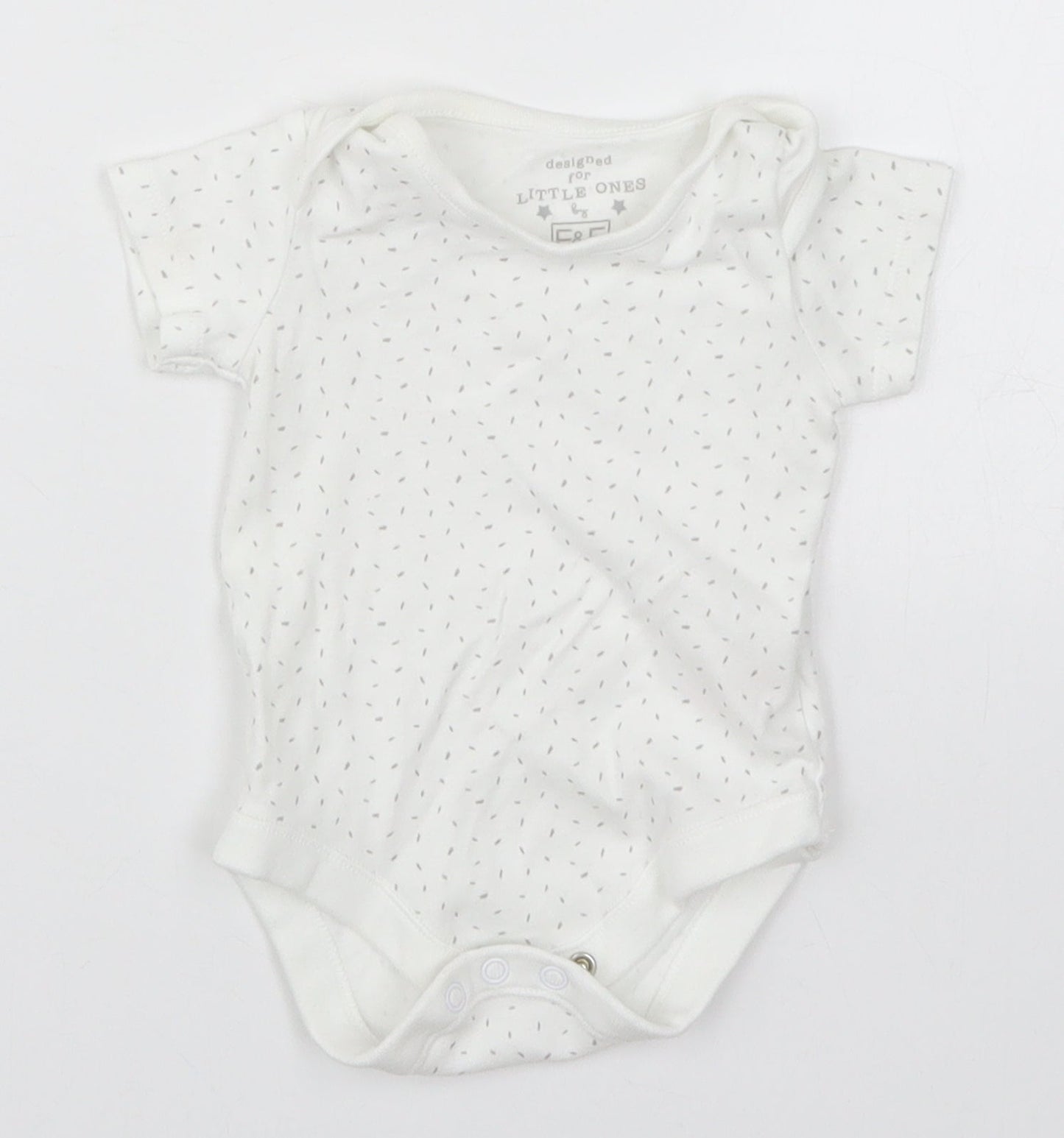 F&F Baby White   Babygrow One-Piece Size 3-6 Months  - Flecked