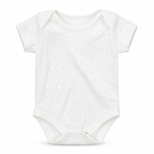 Front view of F&F Baby White Babygrow One-Piece, size 3-6, Months - Flecked
