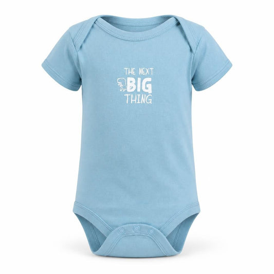 Front view of Matalan Baby Blue Babygrow One-Piece, size 6-9, Months - The Next Big Thing