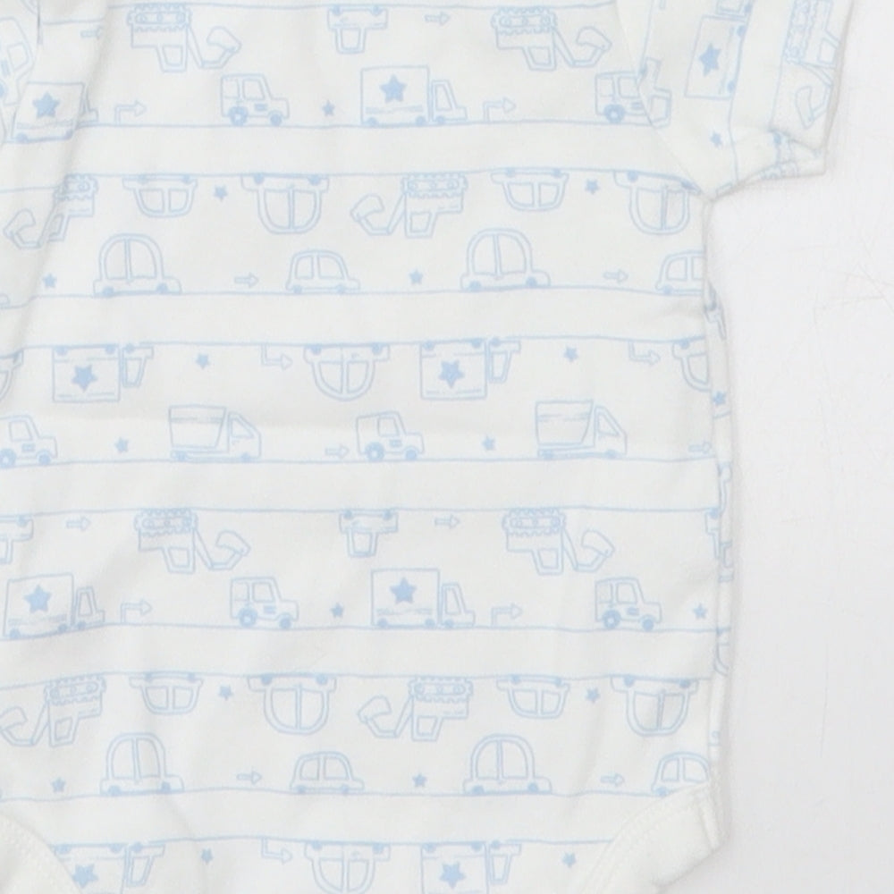 TU Baby White   Babygrow One-Piece Size 3-6 Months  - Blue Cars