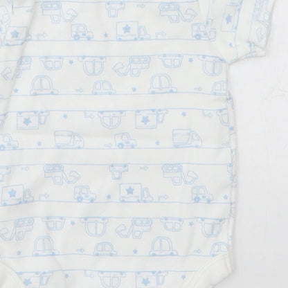 TU Baby White   Babygrow One-Piece Size 3-6 Months  - Blue Cars