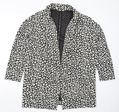 M&Co Womens Black Animal Print  Jacket  Size 14  - Black and White