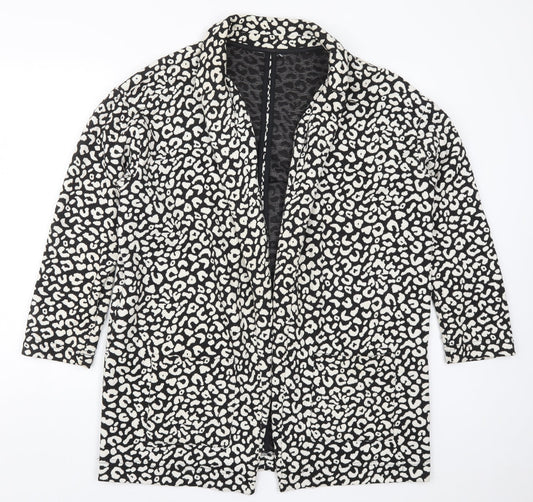 M&Co Womens Black Animal Print  Jacket  Size 14  - Black and White