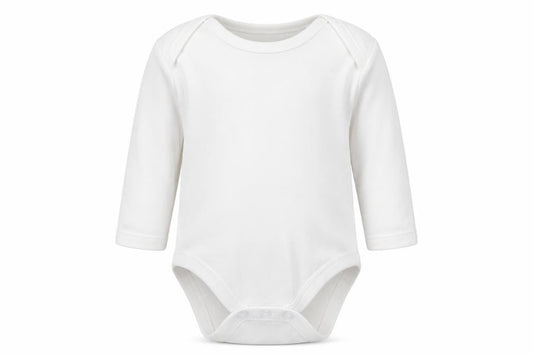Front view of F&F Baby White Babygrow One-Piece Size Newborn