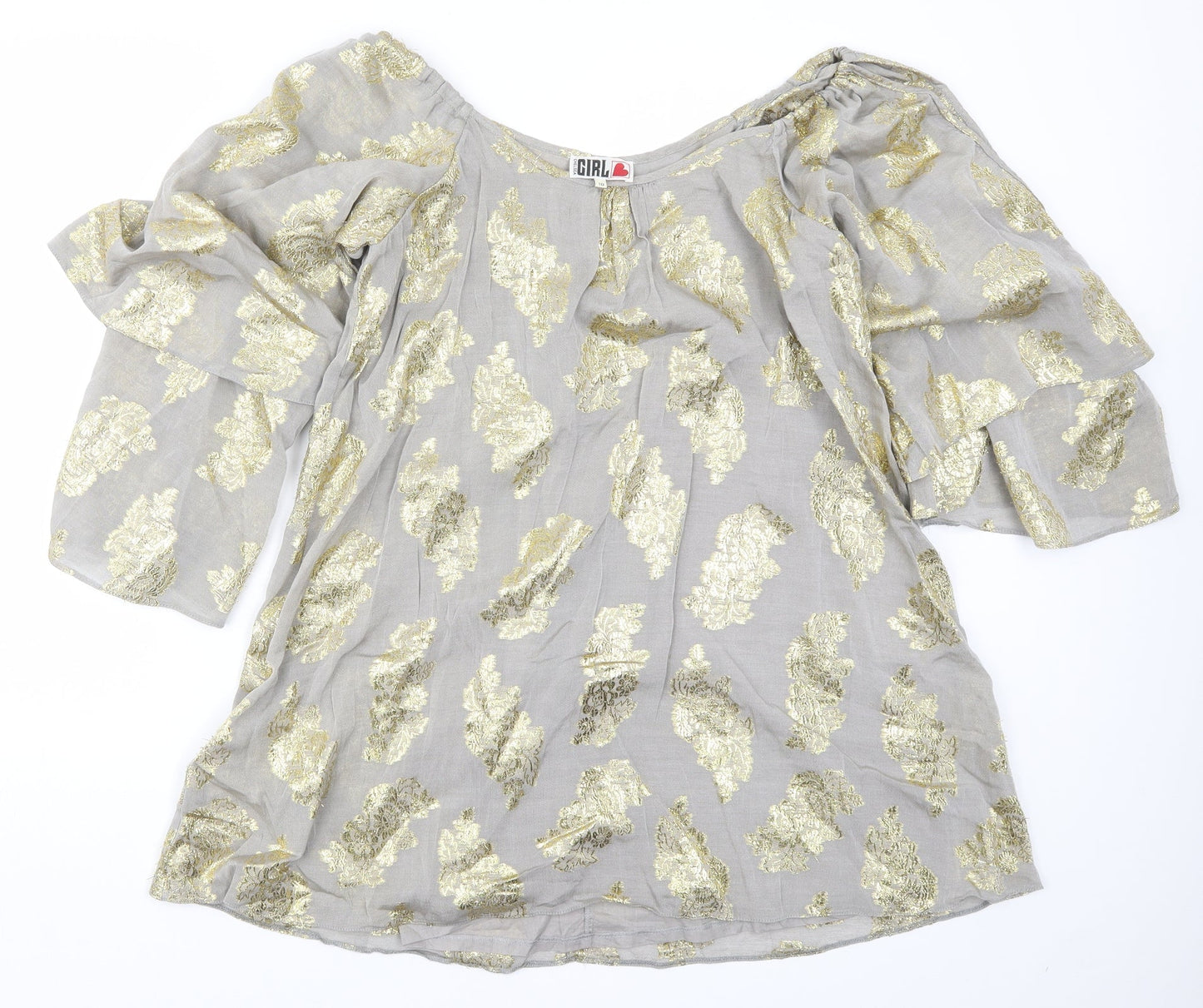 Womens UK Size 10 Chelsea Girl Grey Basic Blouse